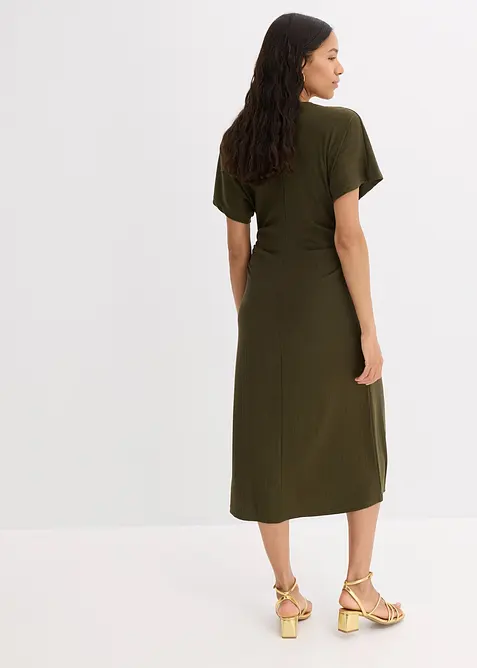 Rippkleid aus Jersey mit seitlicher Raffung, bonprix