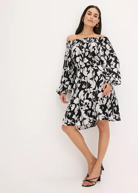 Robe imprimée col Bardot, bonprix