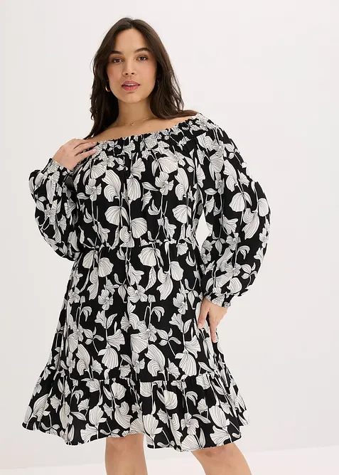 Robe imprimée col Bardot, bonprix