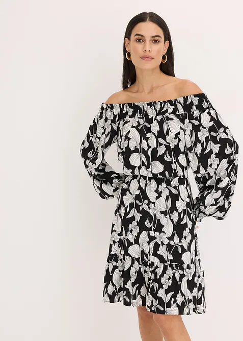 Robe imprimée col Bardot, bonprix