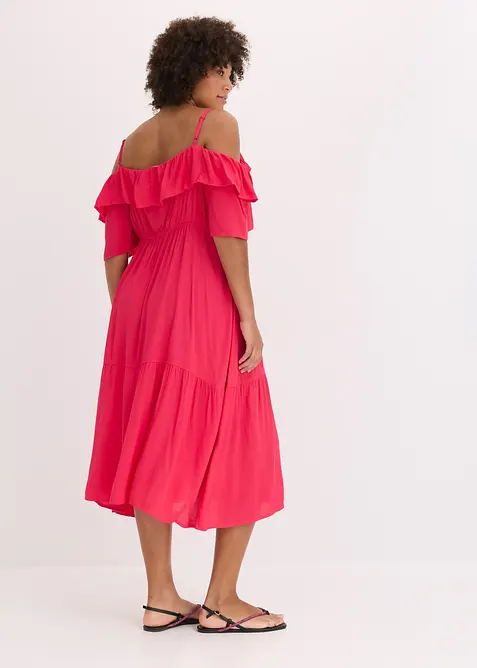 Kleid mit Volants aus strukturierter Viskose, bonprix