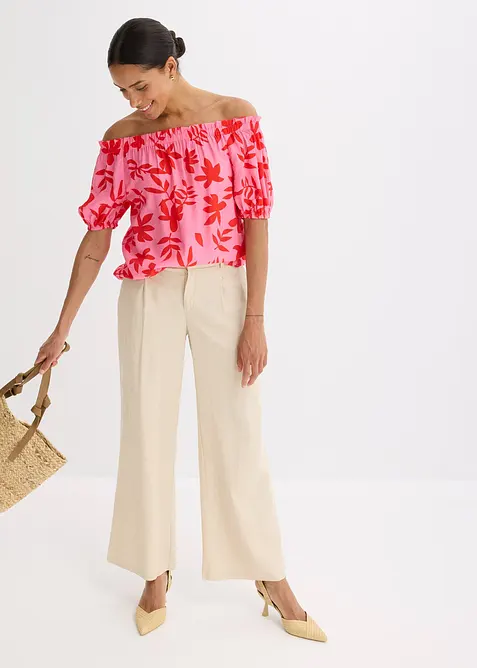 Blouse col Bardot imprimée en viscose mélangée, bonprix