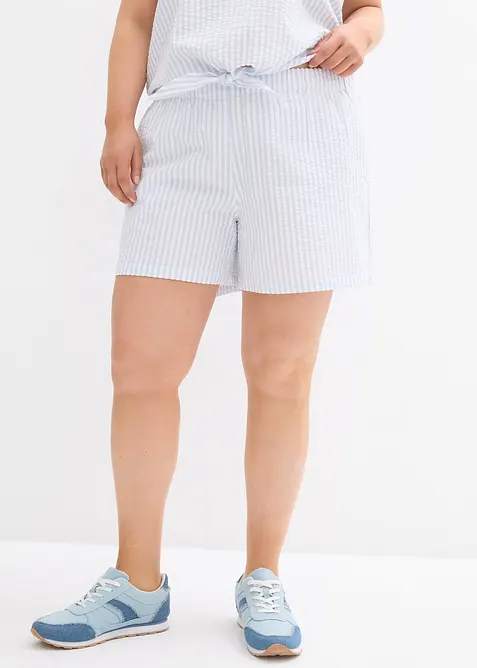 Short rayé taille élastiquée 100% coton, bonprix