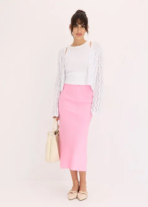 Jupe midi en satin, bonprix