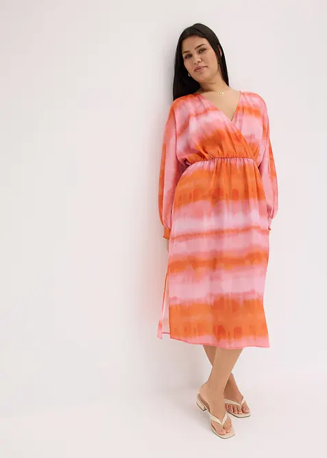 Robe midi en satin avec imprimé batik, bonprix