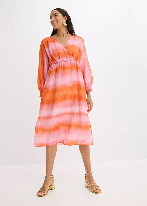 Robe midi en satin avec imprimé batik, bonprix