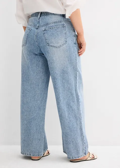 Wide-Leg-Jeans Mid Waist, Low Stretch, bonprix