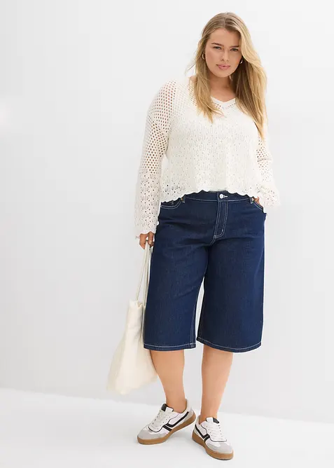 Bermuda en jean taille mi-haute, peu extensible, bonprix