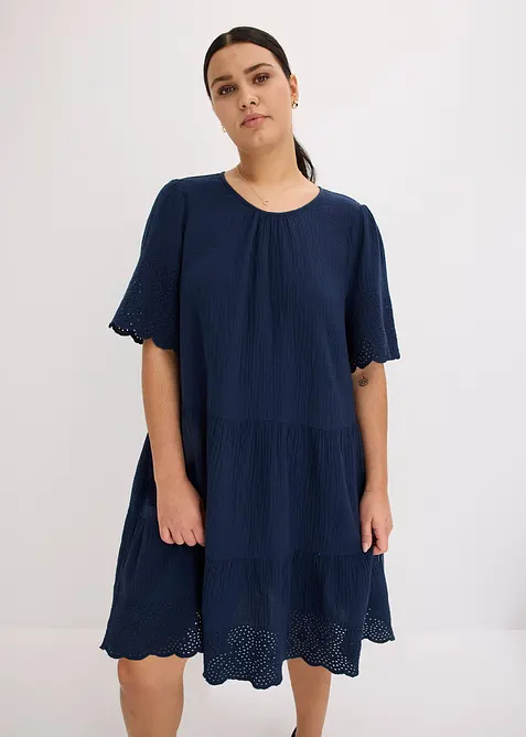 Robe en gaze de coton à broderies anglaises, bonprix