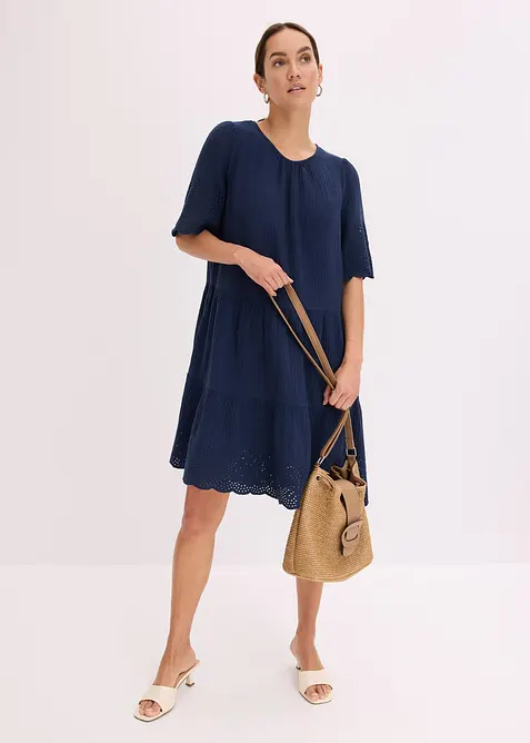 Robe en gaze de coton à broderies anglaises, bonprix