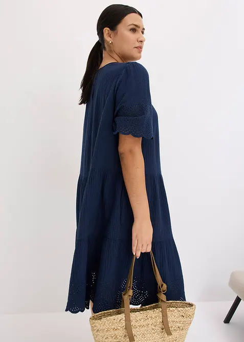 Robe en gaze de coton à broderies anglaises, bonprix