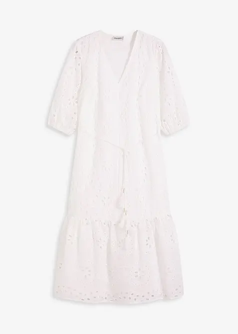 Robe midi à broderies anglaises, bonprix