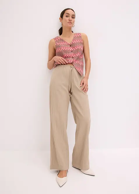 Schlupfhose aus strukturiertem Crinkle, bonprix