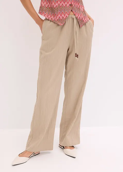 Schlupfhose aus strukturiertem Crinkle, bonprix