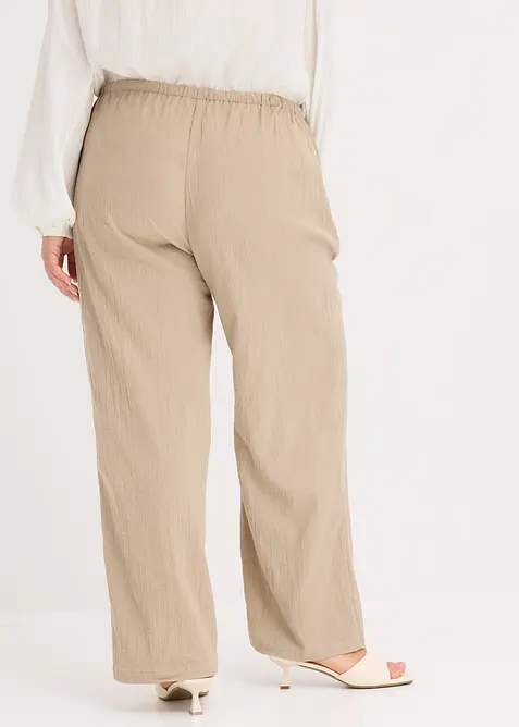 Pantalon large, effet froiss&eacute;, bonprix