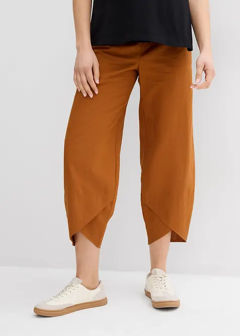 Pantalon de grossesse avec bandeau, en lin et coton, bonprix