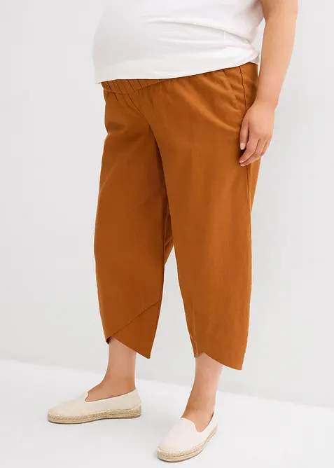 Pantalon de grossesse avec bandeau, en lin et coton, bonprix