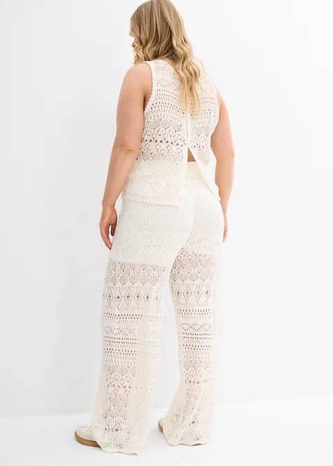 Pantalon en maille ajourée à taille élastiquée, bonprix