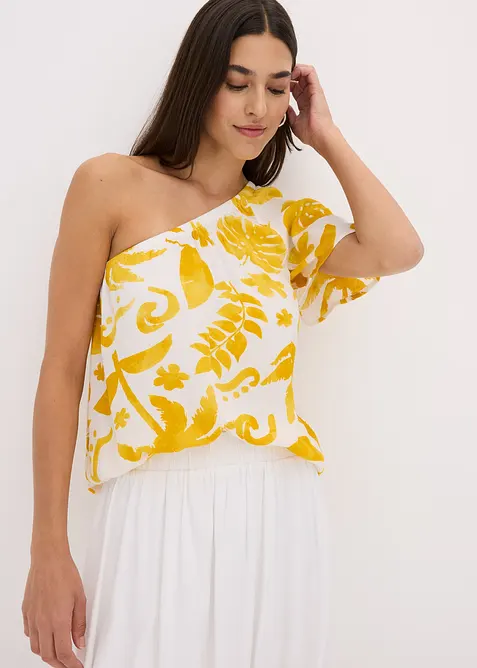One-Shoulder-Bluse aus strukturierter Viskose, bonprix