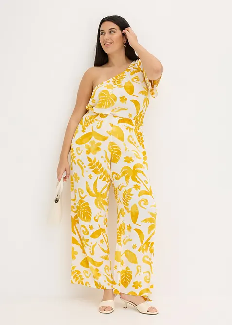 Pantalon large imprim&eacute; en viscose textur&eacute;e, bonprix