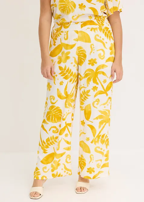 Pantalon large imprim&eacute; en viscose textur&eacute;e, bonprix