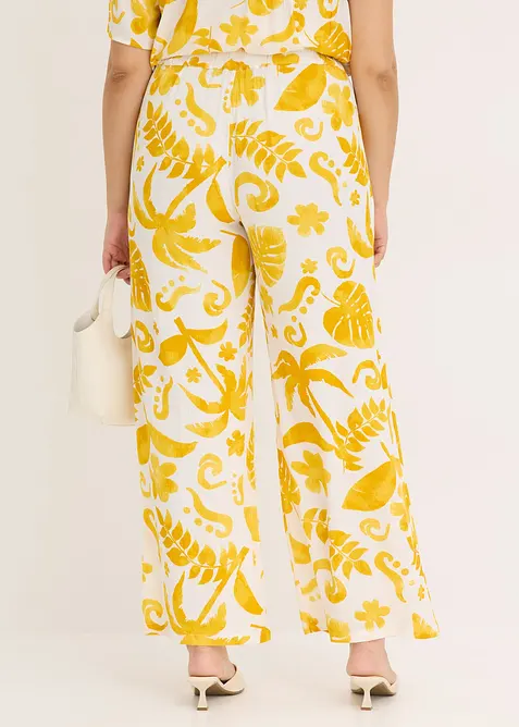 Pantalon large imprim&eacute; en viscose textur&eacute;e, bonprix