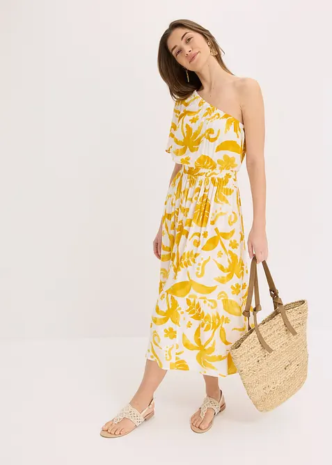 One-Shoulder-Kleid aus strukturierter Viskose, bonprix