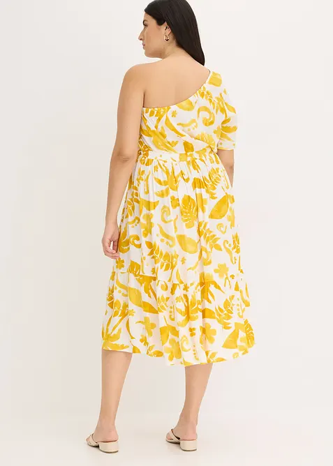 Robe asymétrique imprimée en viscose texturée, bonprix