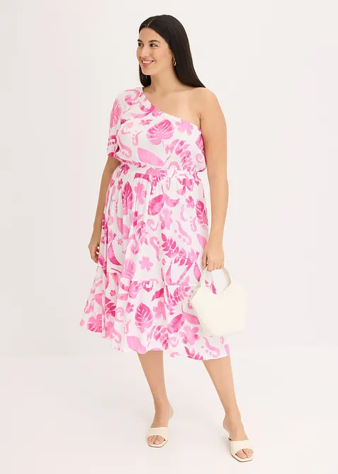 Robe asym&eacute;trique imprim&eacute;e en viscose textur&eacute;e, bonprix