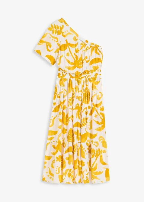 Robe asymétrique imprimée en viscose texturée, bonprix