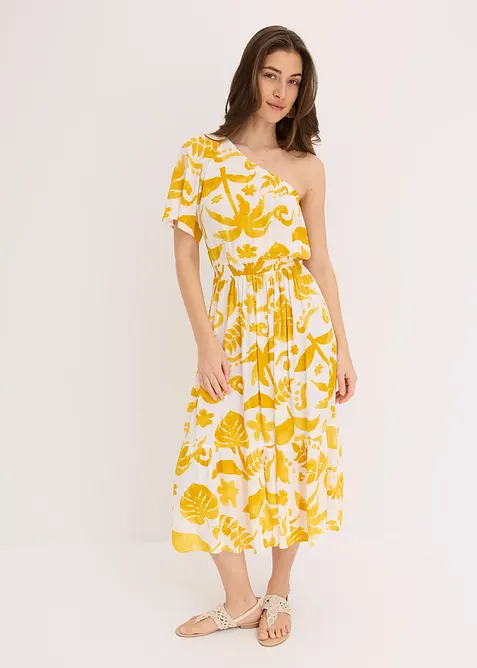 One-Shoulder-Kleid aus strukturierter Viskose, bonprix