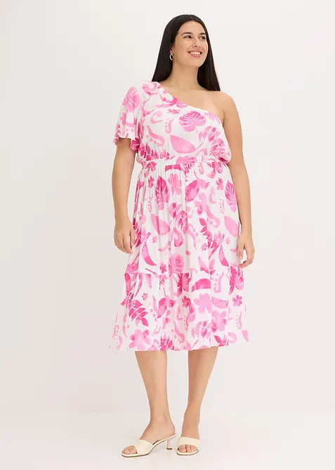Robe asym&eacute;trique imprim&eacute;e en viscose textur&eacute;e, bonprix