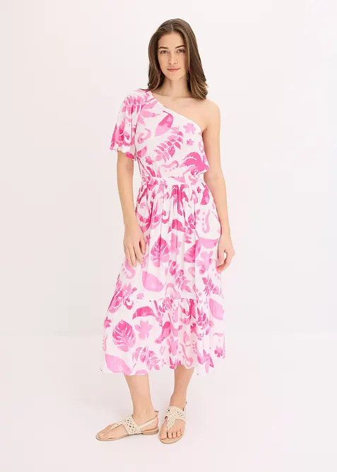 One-Shoulder-Kleid aus strukturierter Viskose, bonprix