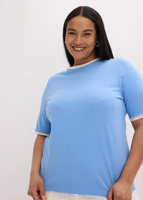 T-shirt &agrave; liser&eacute;s en dentelle, bonprix