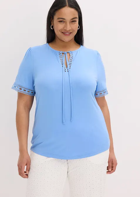 Shirt-Tunika mit Spitzenband, bonprix