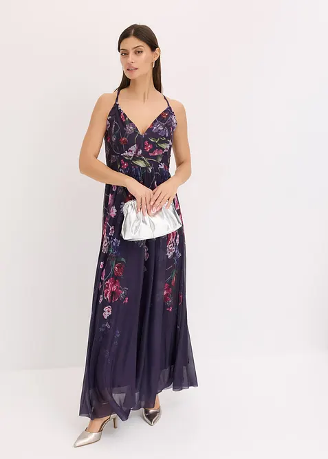 Robe longue en tulle délicat avec bretelles, bonprix