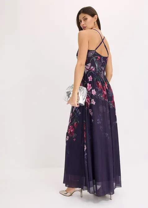 Robe longue en tulle délicat avec bretelles, bonprix