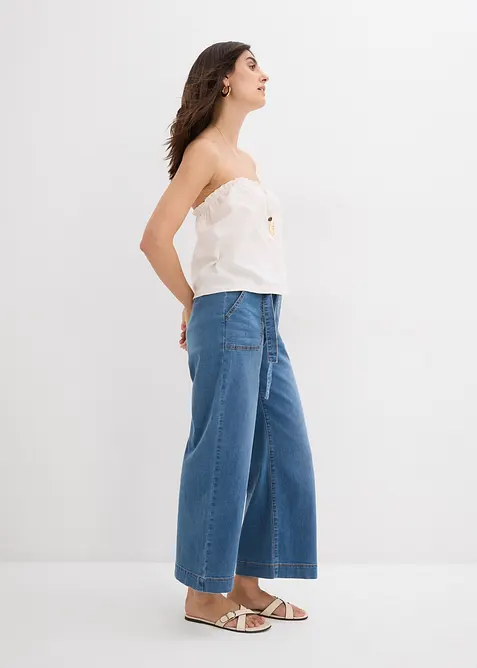 Wide-Leg-Jeans High Waist, Bequembund cropped, bonprix