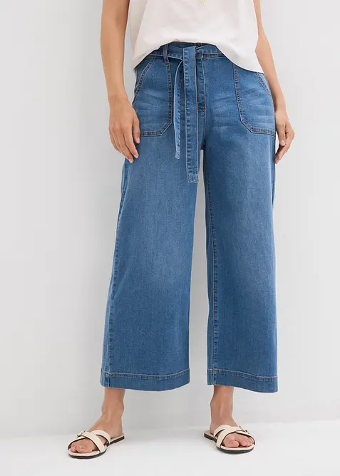 Wide-Leg-Jeans High Waist, Bequembund cropped, bonprix