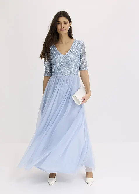 Robe de soirée en tulle avec haut brodé de sequins, bonprix