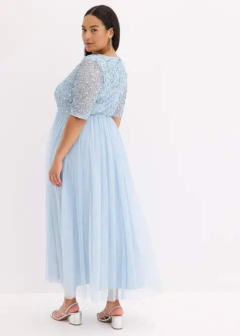 Abendkleid aus zartem Tüll mit Paillettenstickerei, bonprix