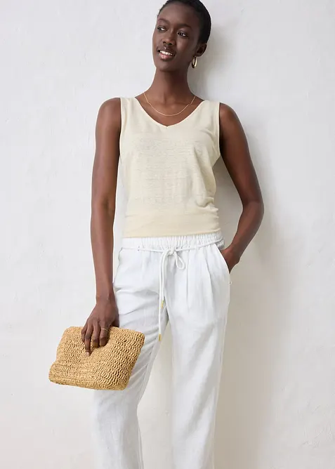 Pantalon taille &eacute;lastiqu&eacute;e 100&nbsp;% lin, bonprix