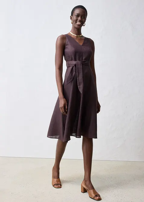Robe midi 100% lin, bonprix