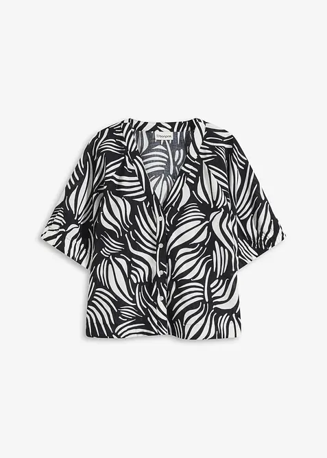 Kurzarmbluse in Leinenoptik, bonprix