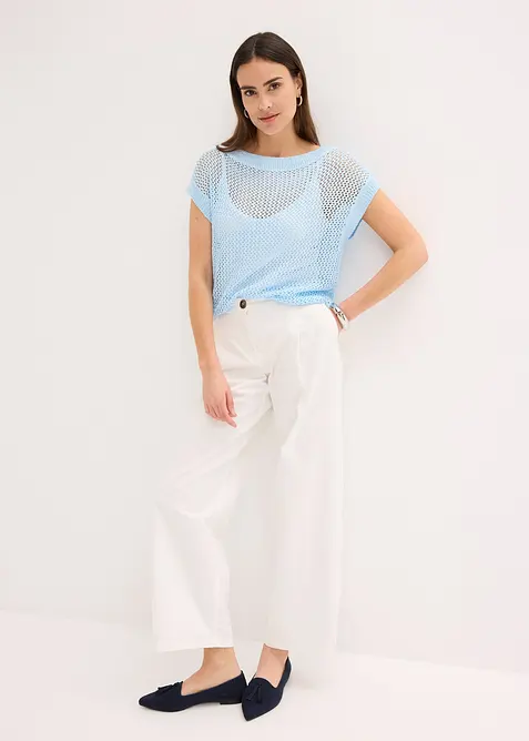 Ajour Pullover aus glänzendem Bändchengarn, bonprix