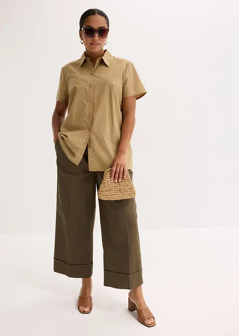 Chemisier manches courtes en popeline, bonprix