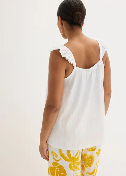 Top en jersey crêpe à bretelles volantées, bonprix