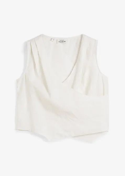 Blouse sans manches 100 % lin à encolure croisée, bonprix