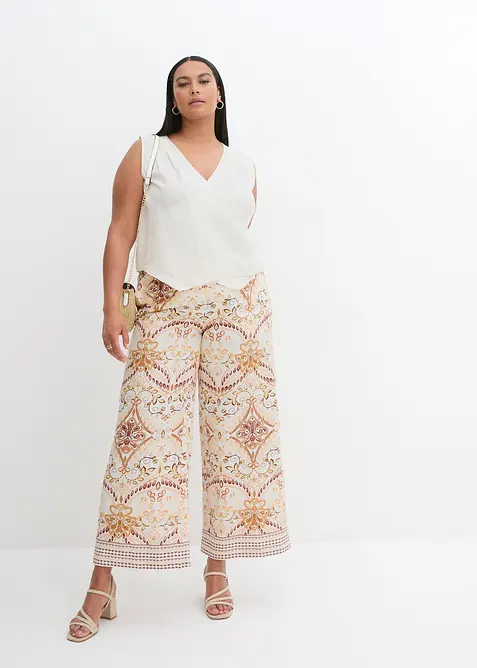 Blouse sans manches 100 % lin à encolure croisée, bonprix