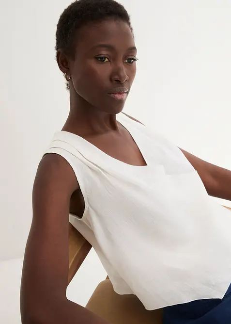 Blouse sans manches 100 % lin à encolure croisée, bonprix